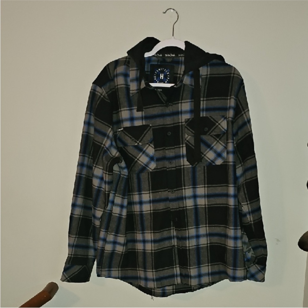 Howitzer Mens Hooded Flannel Top Sz Large Like New
